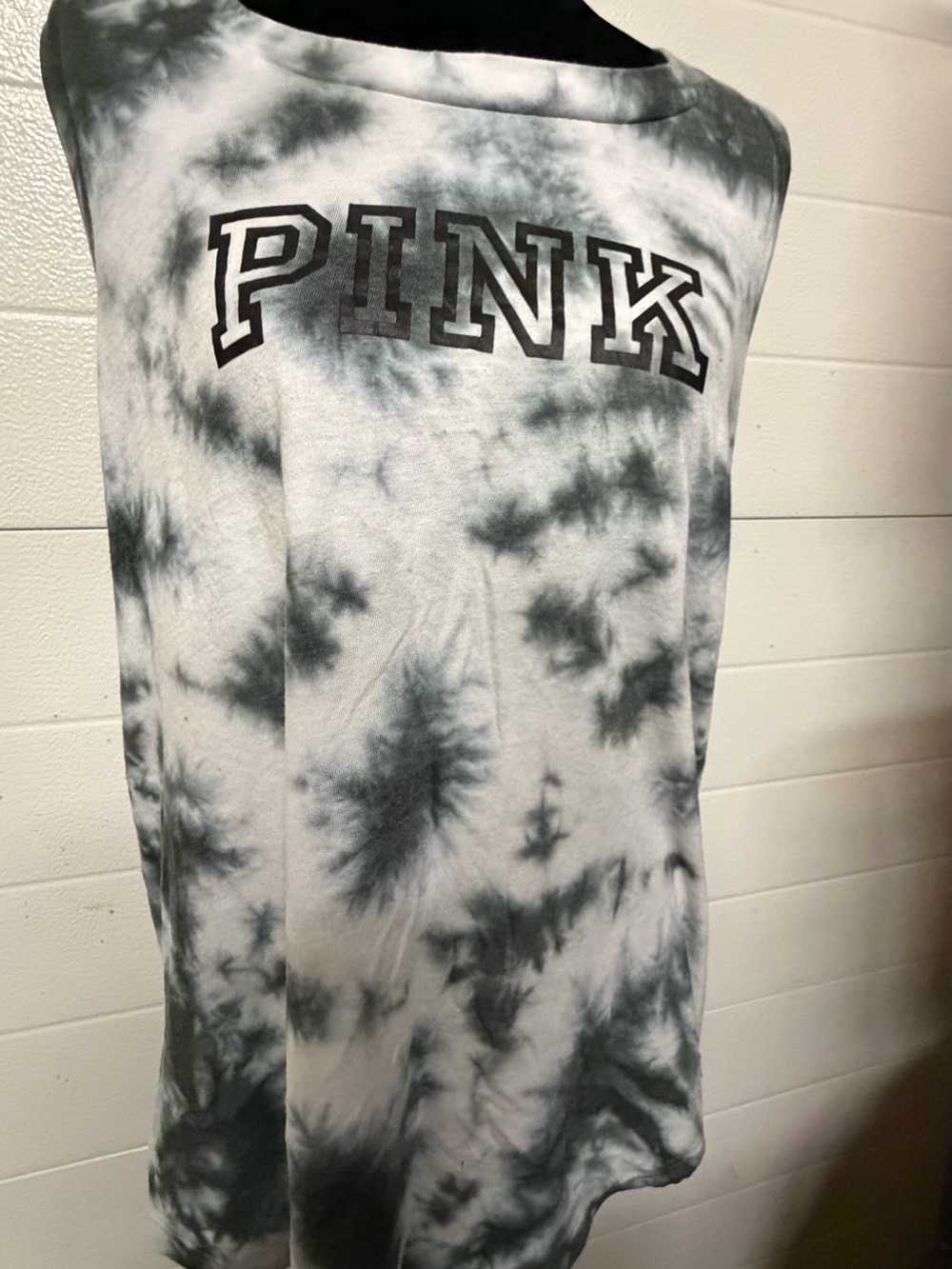 PINK Victoria's Secret Black & White Tie-Dye Tank Top